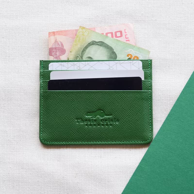 H - LEATHER CARD HOLDER/WALLET-GREEN