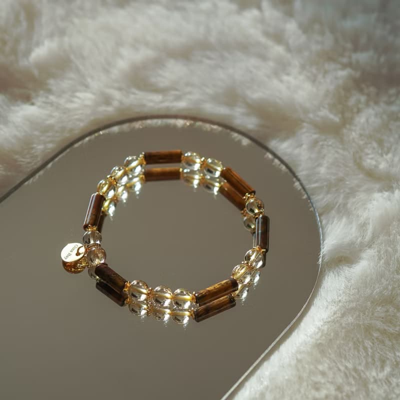 虎眼管珠黃水晶14KGF手鏈