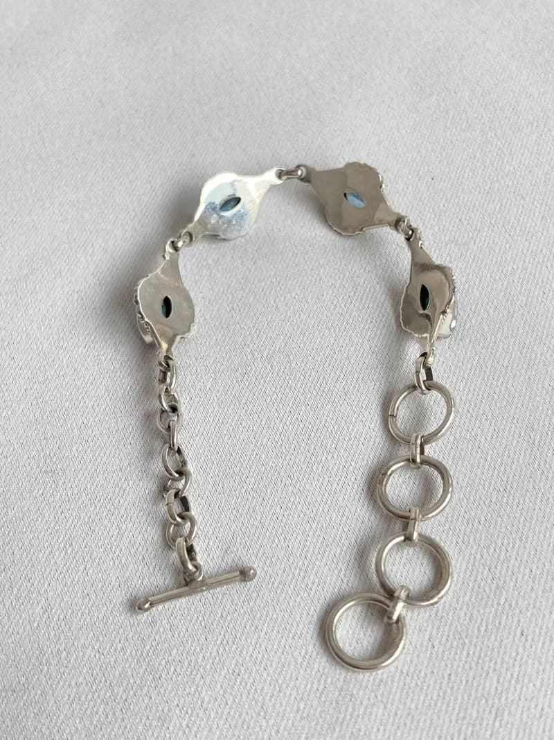 寶石級別 天然 瑞士藍 托帕石 手鍊 尼泊爾 手工製 925純銀