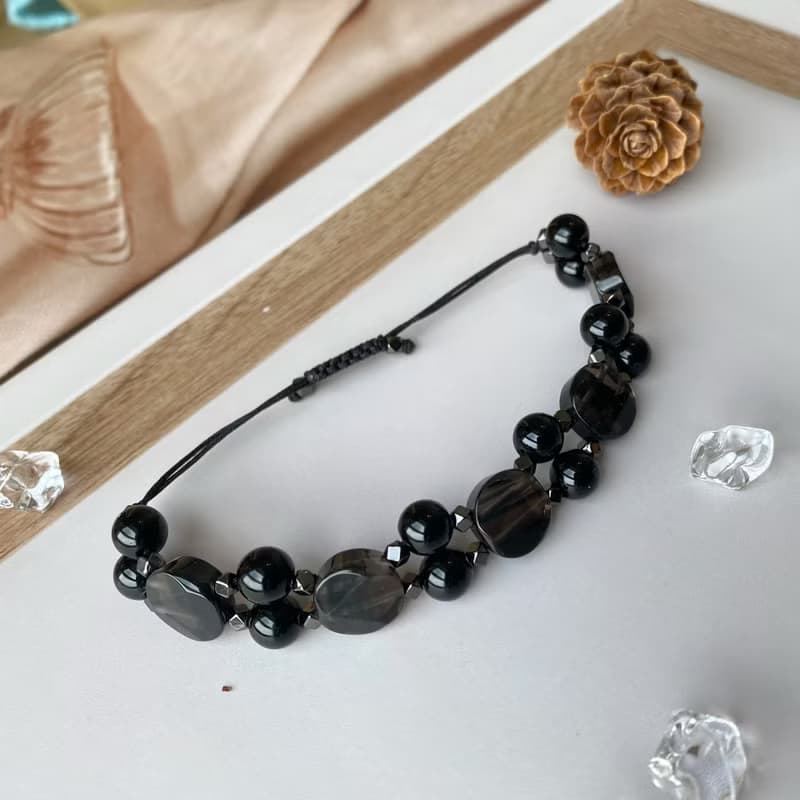 冰曜石 黑曜石 || 避邪擋煞 防小人 排除負能量與壓力 水晶手鍊