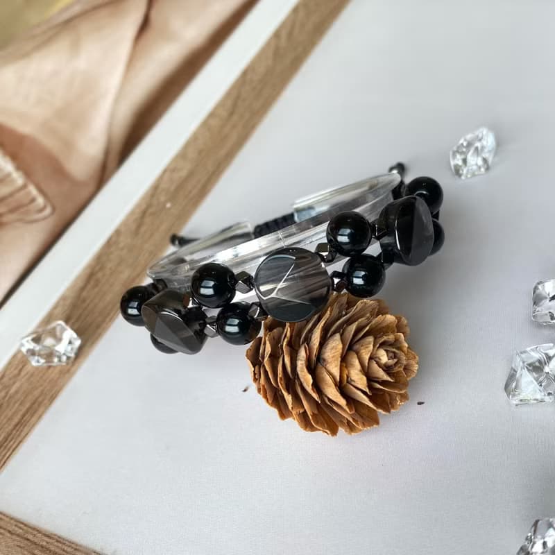 冰曜石 黑曜石 || 避邪擋煞 防小人 排除負能量與壓力 水晶手鍊