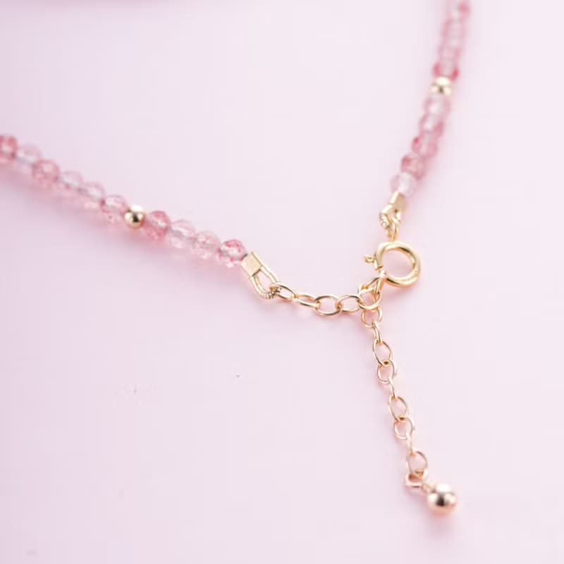 草莓晶三圈手鍊 | 14K包金 | 不褪色極細系列天然石水晶手鏈禮物