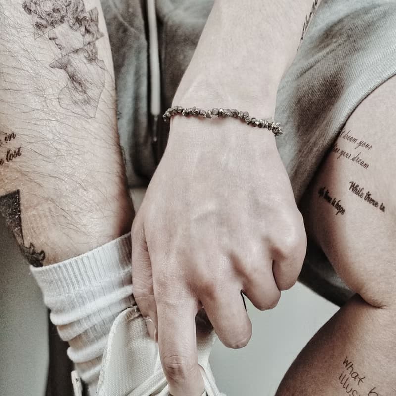 Op.13 復古天然石手鏈 古法手工做舊 派萊特石 金屬質感銀色