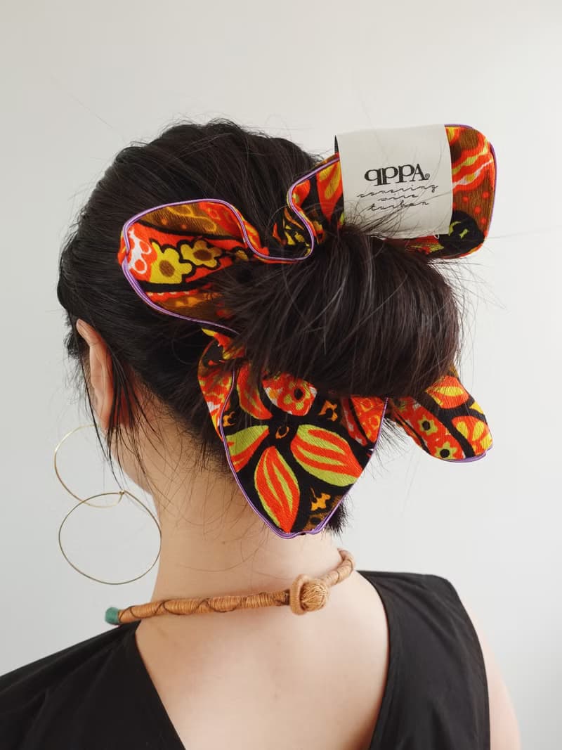 sustainableスクエアビッグシュシュ1枚　ヘアアクセサリー　スクエアシュシュ
