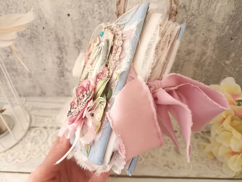 Fairy Unicorn junk journal handmade blank Lace fantazy flowers rainbow notebook