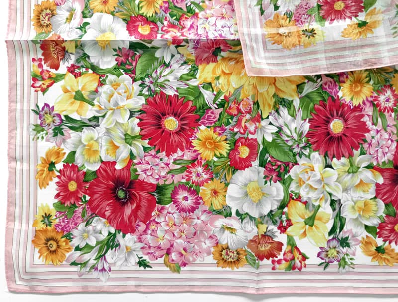YvesSaintLaurent Vintage Scarf Floral 22 x 21.5 inches.