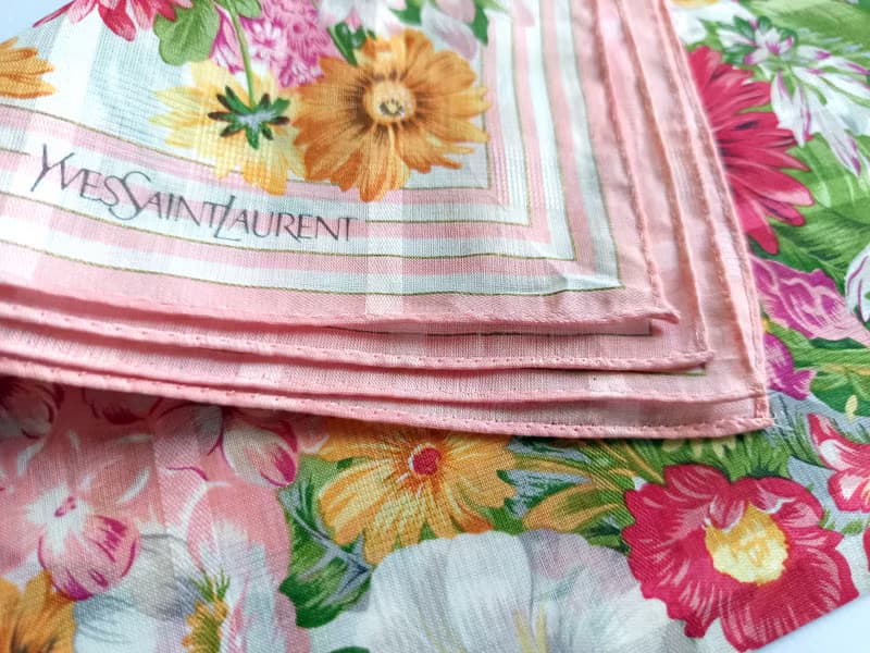 YvesSaintLaurent Vintage Scarf Floral 22 x 21.5 inches.