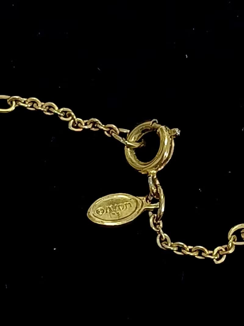 vintage jewelry AVON  經典金色扭結片串結細鍊  項鍊