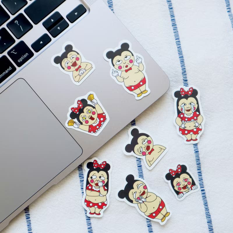 mm.illu 肥版米奇老味 一套8款 l 手帳貼 l 筆電行李箱貼紙