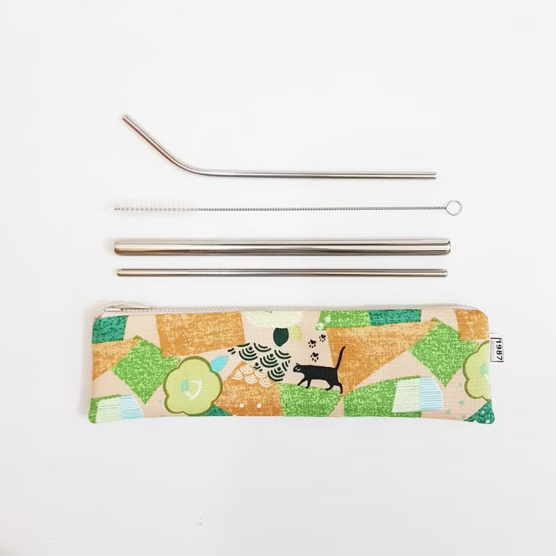 【抹茶貓咪】 餐具袋 吸管袋 環保 筆袋 刷具袋 聖