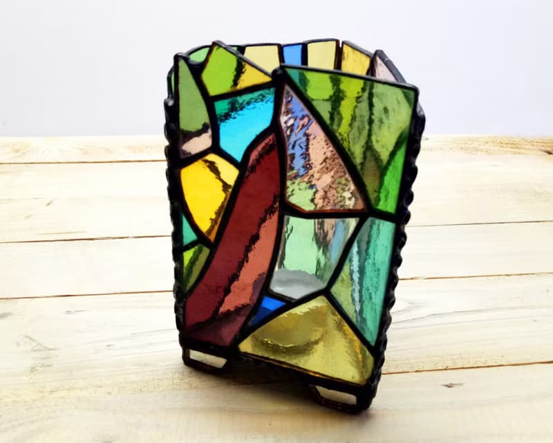 Stained glass candle holder, Tea light candle holder, home decor