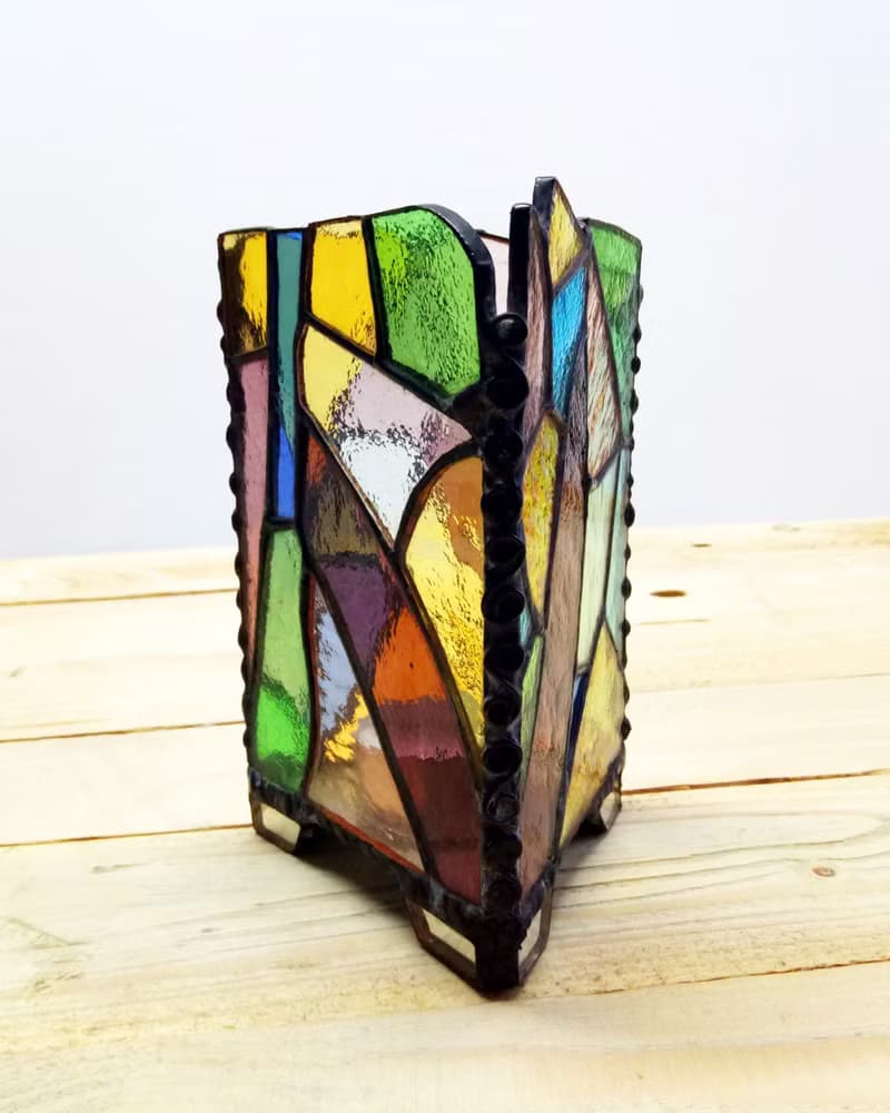 Stained glass candle holder, Tea light candle holder, home decor