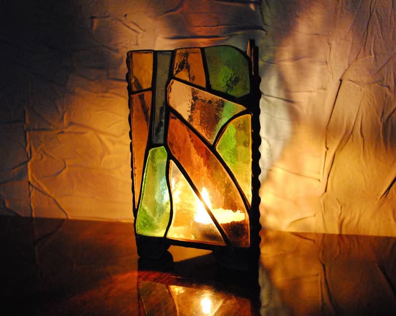 Stained glass candle holder, Tea light candle holder, home decor