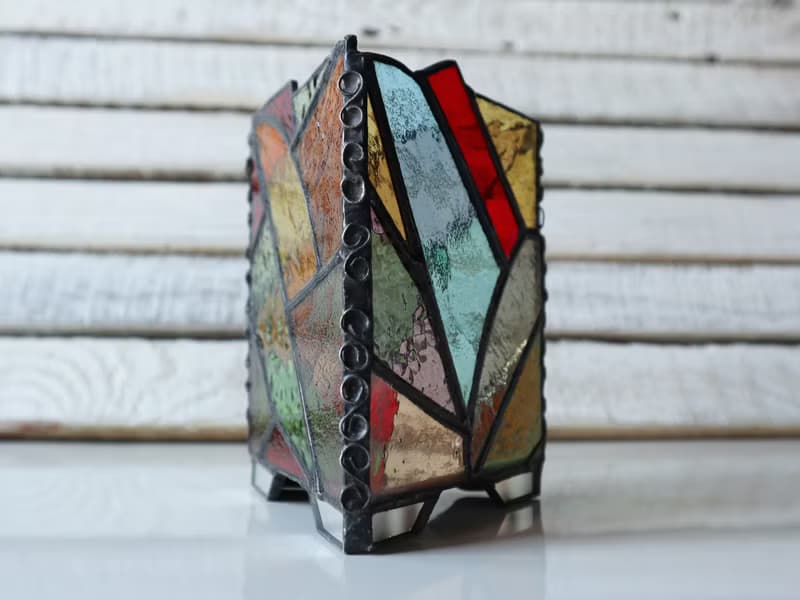 Stained glass candle holder, Tea light candle holder, home decor