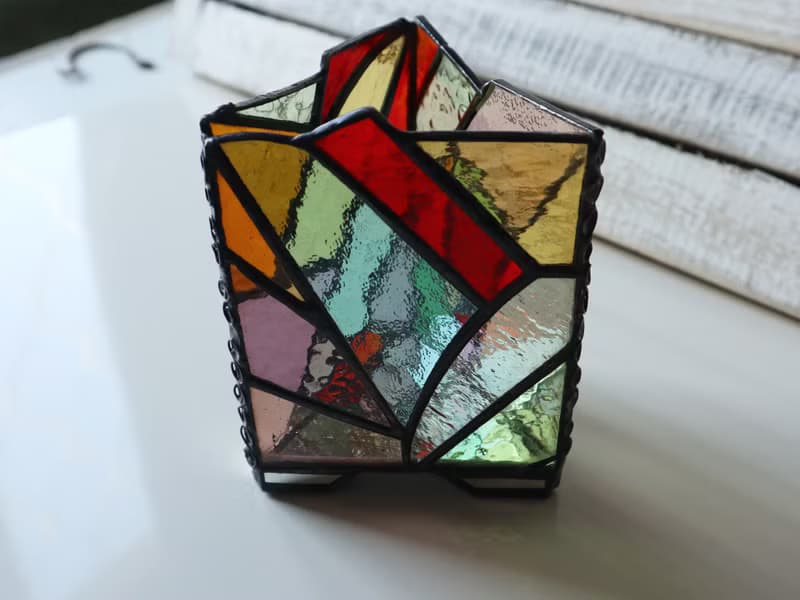 Stained glass candle holder, Tea light candle holder, home decor
