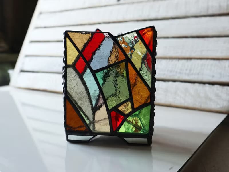 Stained glass candle holder, Tea light candle holder, home decor