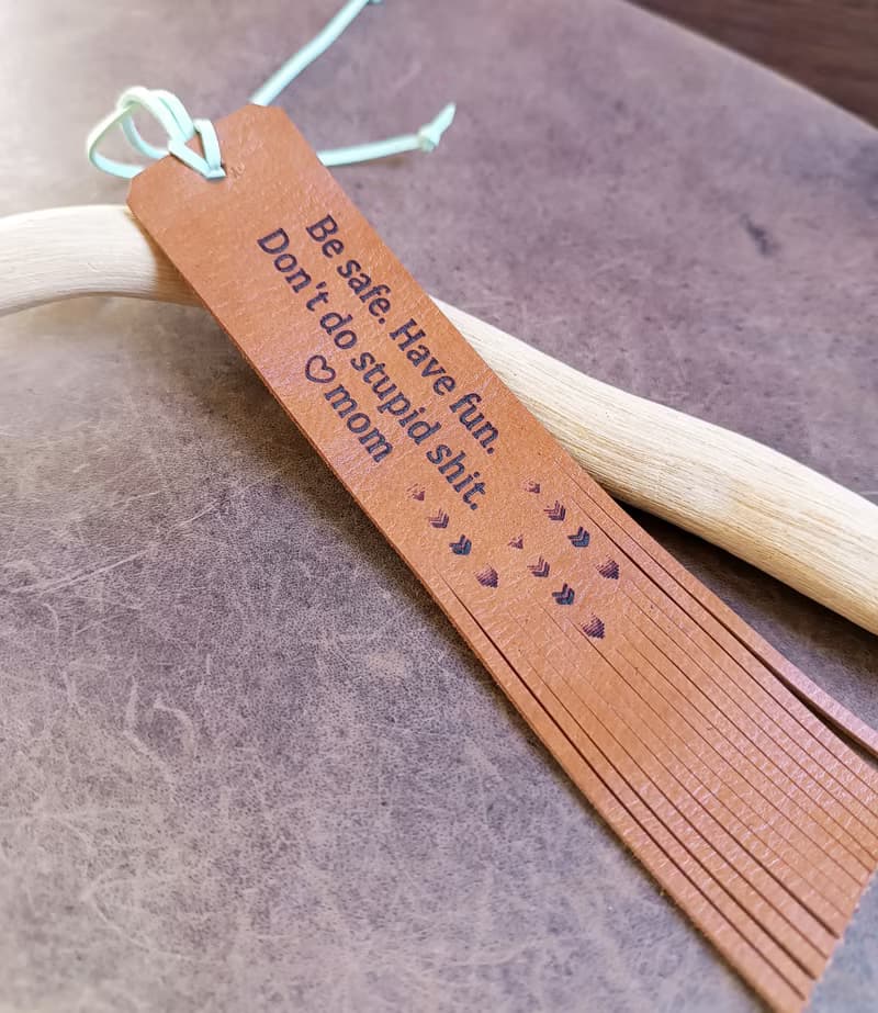 Personalized Leather Bookmark for Long Distance Student, Mom to Son Gift