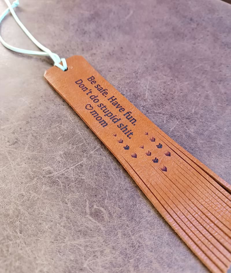 Personalized Leather Bookmark for Long Distance Student, Mom to Son Gift