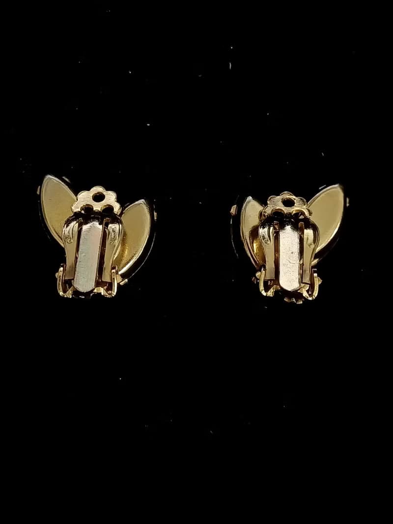 vintage jewelry  典雅淡黃馬眼萊茵 夾式耳環