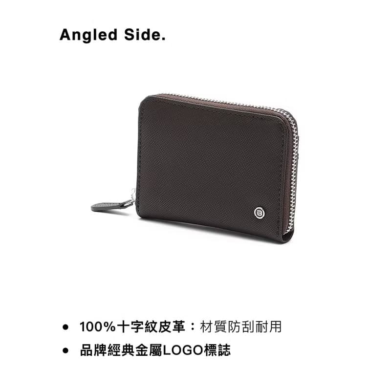短夾 RFID防盜錄襯裡 拉鍊皮革短夾 黑色 咖啡色 紅色