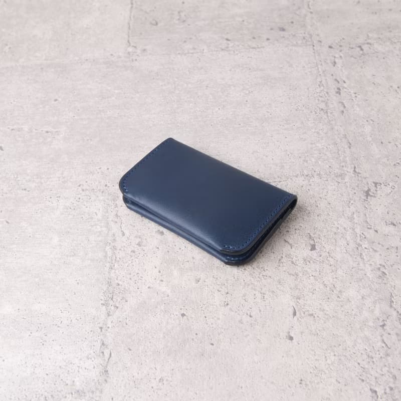 對開名片夾Bifold Business Card Holder/ 藍Blue /免費刻字