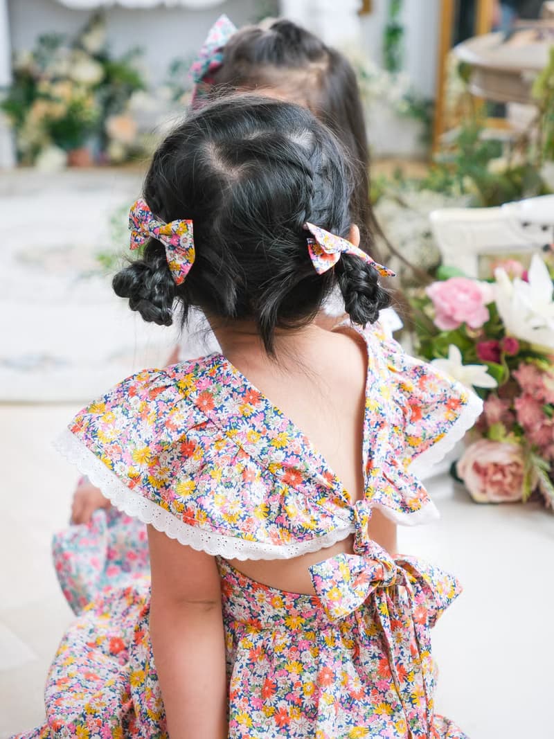 英國LIBERTY FABRICS蝴蝶結手工兒童髮夾1組2入-Grace Emily Bell