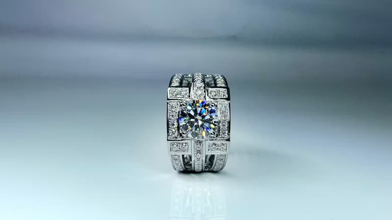 莫桑鑽 |  紀律圓鑽款男戒  | 台中門市 |  可升級K金白金