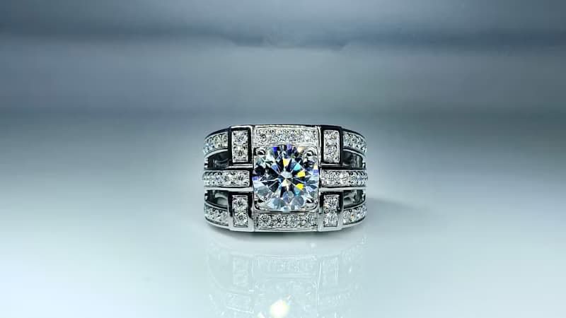 莫桑鑽 |  紀律圓鑽款男戒  | 台中門市 |  可升級K金白金