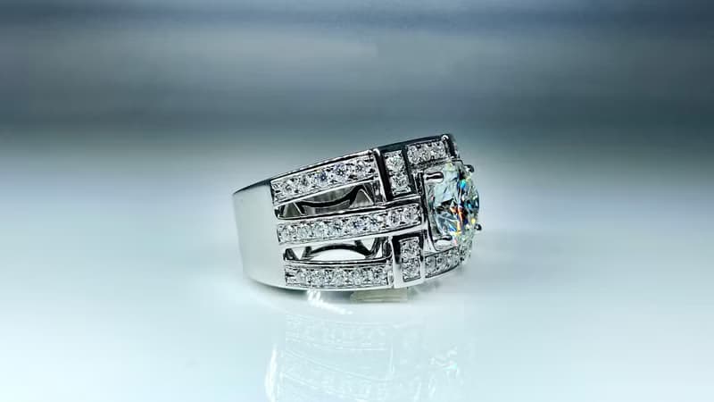 莫桑鑽 |  紀律圓鑽款男戒  | 台中門市 |  可升級K金白金