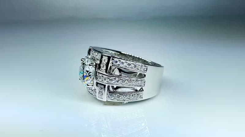 莫桑鑽 |  紀律圓鑽款男戒  | 台中門市 |  可升級K金白金