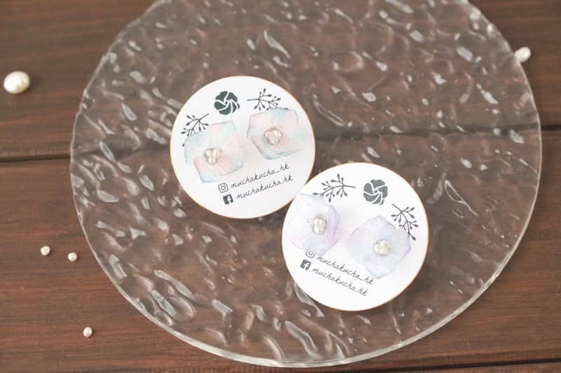 幻彩 /Fiore/ 繡球花 樹脂軟水晶花 耳環/耳夾 (人魚紫藍)