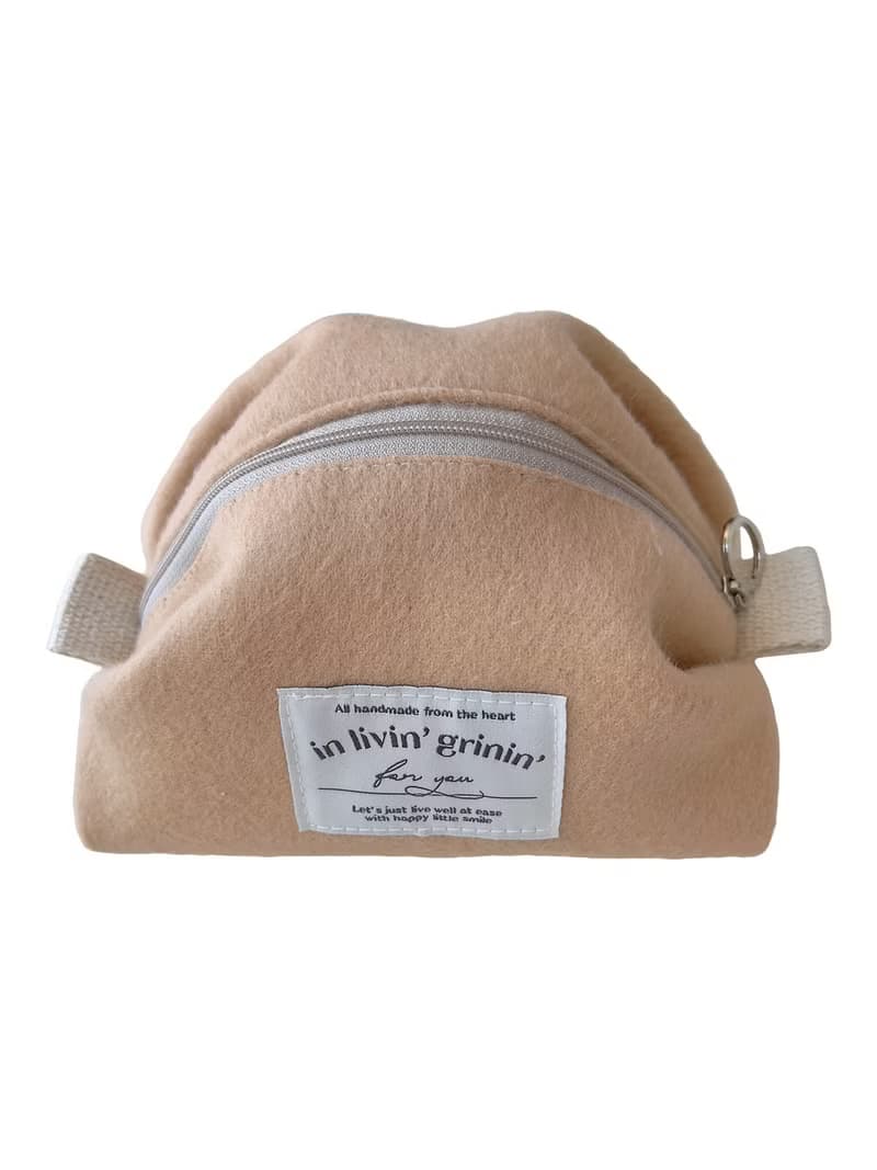 wool macaron pouch S_peach