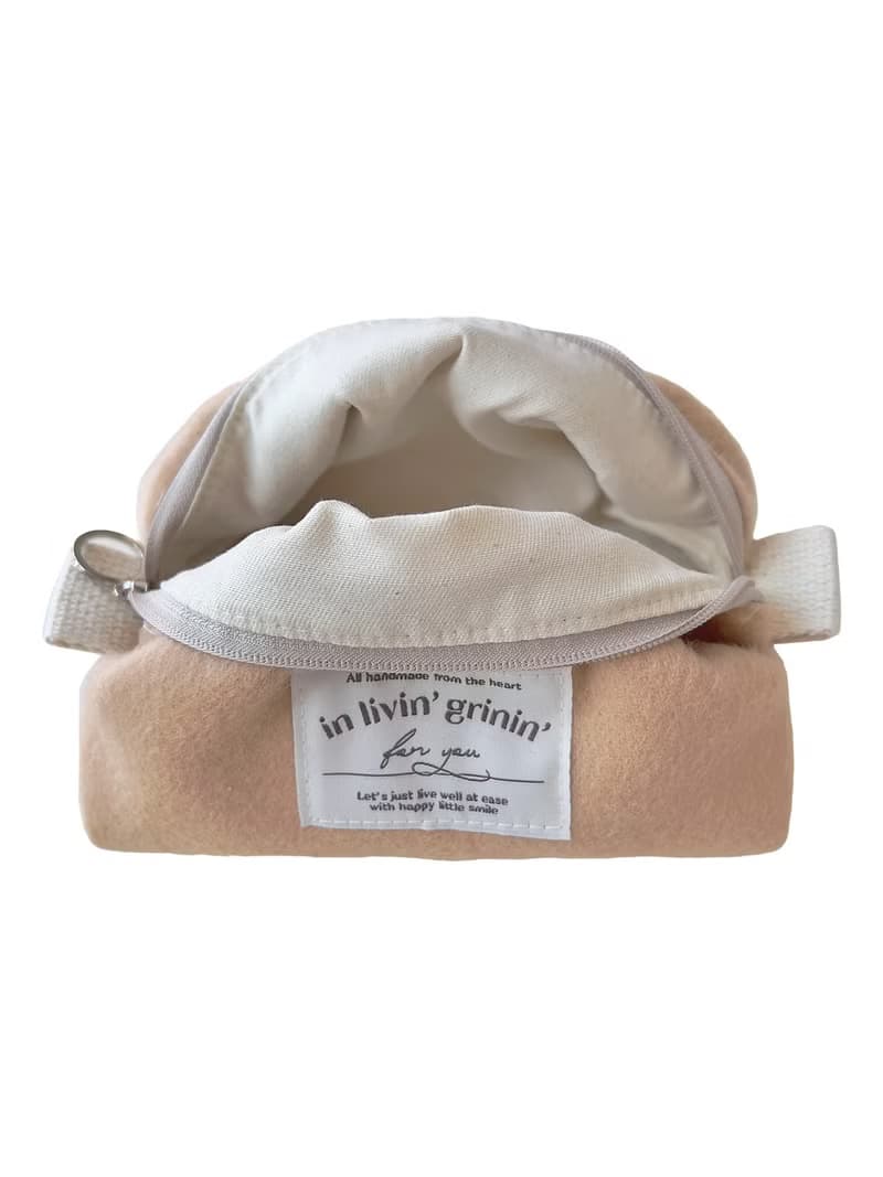 wool macaron pouch S_peach