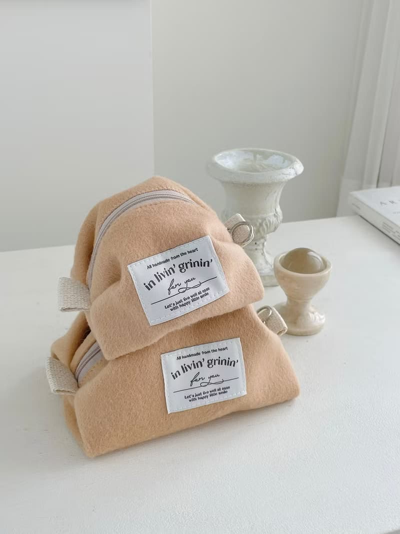 wool macaron pouch S_peach