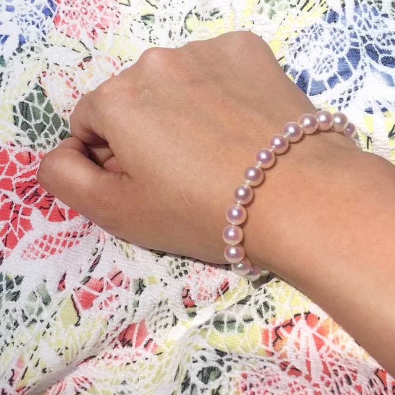 14K白金6.5-7mm日本Akoya珍珠手鍊 珍珠鍊 珠珠手鍊 白金手鍊