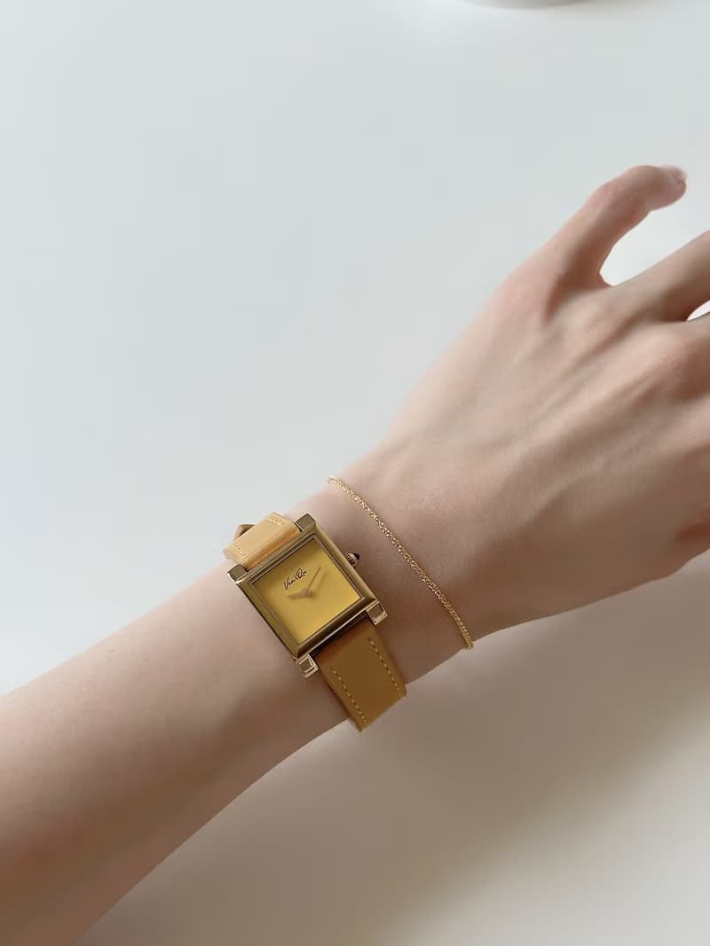 【Ven & Qu】Doris 金色黃色手錶 – 22×29 mm 不鏽鋼錶殼