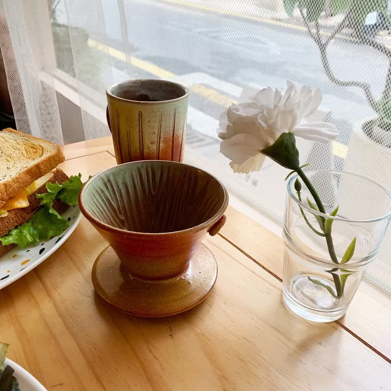 奶蜜色手作手沖濾杯組 新彩燒 柴燒手作 陶藝作品 | 咖啡杯 禮物