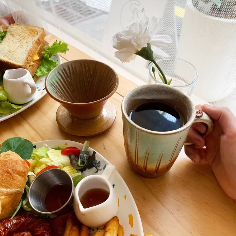 奶蜜色手作手沖濾杯組 新彩燒 柴燒手作 陶藝作品 | 咖啡杯 禮物