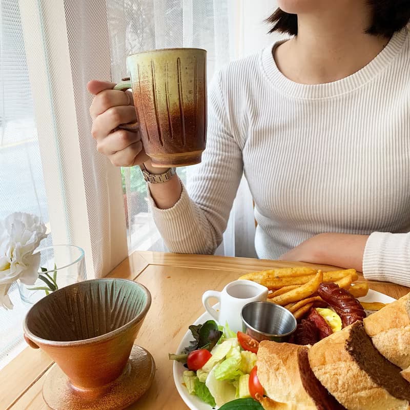 奶蜜色手作手沖濾杯組 新彩燒 柴燒手作 陶藝作品 | 咖啡杯 禮物