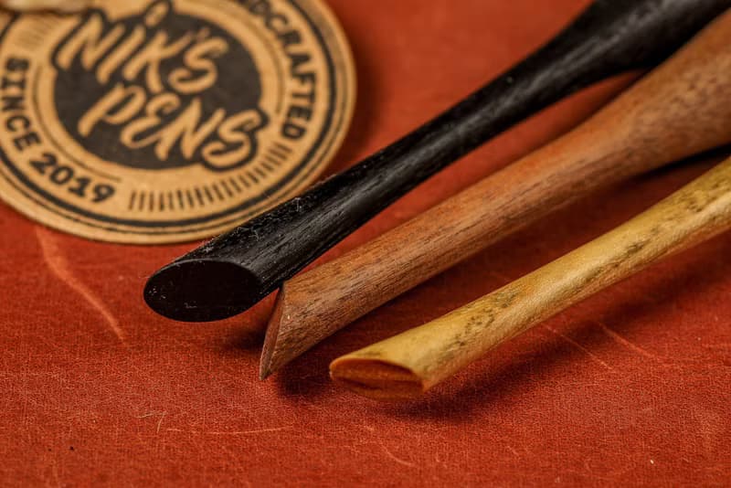 Hand made ruling pen for expressive  calligraphy/Three blades/ Handle carved
