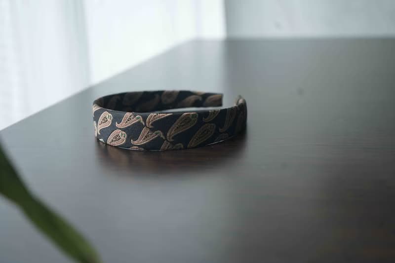 古董領帶改製手工髮箍-CHANEL香奈兒-變形蟲緹花-黑