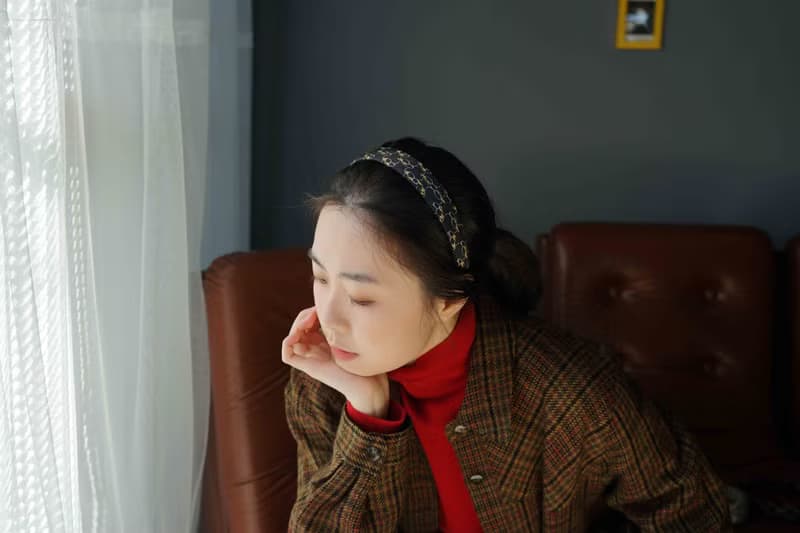 古董領帶改製手工髮箍-CHANEL香奈兒-變形蟲緹花-黑