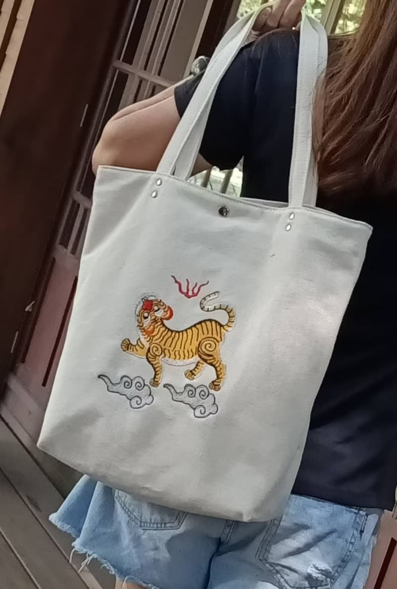 台灣特有種 ~藍腹鷴  刺繡 手提袋 購物袋 帆布袋