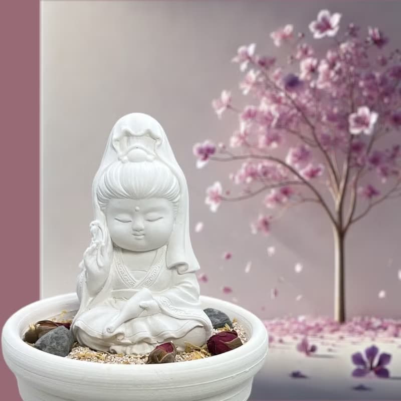 禪風設計 佛藝新美學 精油香氛擴香 淨念吉祥之寶瓶觀音中盤套組