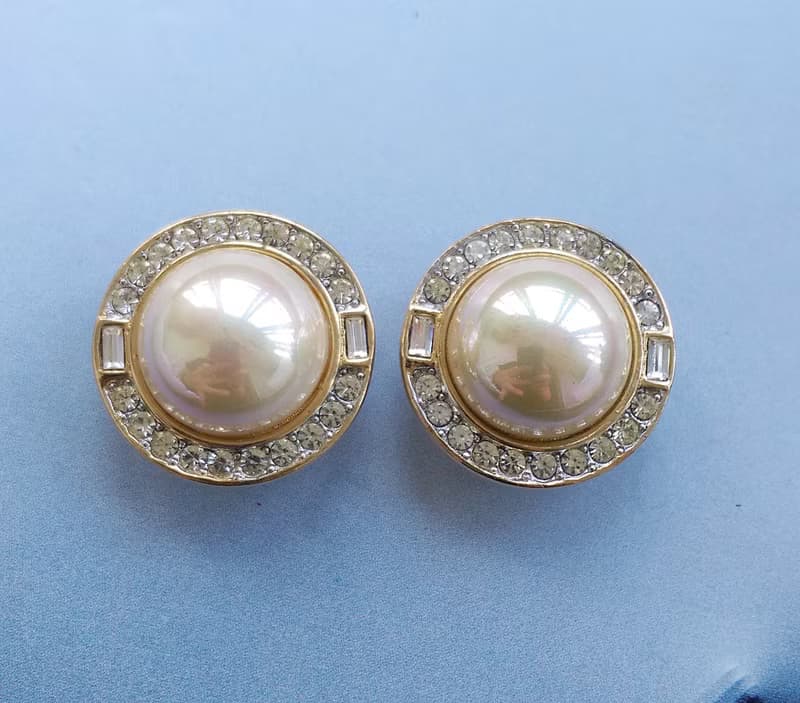 Vintage Jewelry 西洋古董飾品 優雅 都會 仿珠鑽 夾式耳環