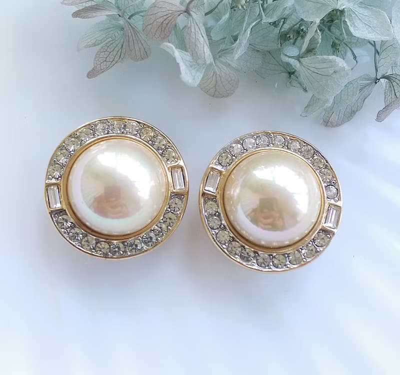 Vintage Jewelry 西洋古董飾品 優雅 都會 仿珠鑽 夾式耳環