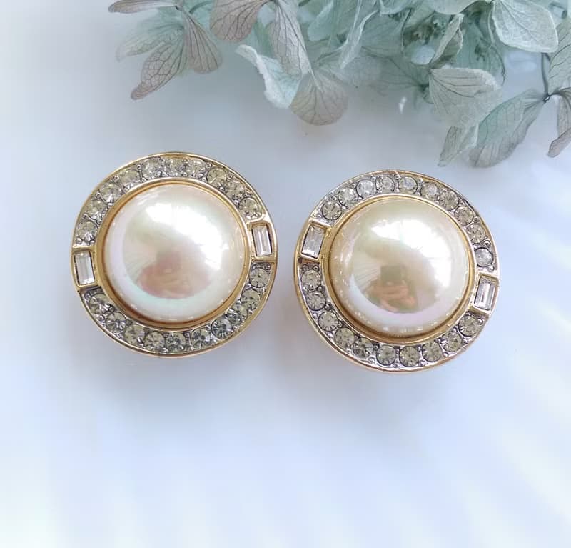 Vintage Jewelry 西洋古董飾品 優雅 都會 仿珠鑽 夾式耳環