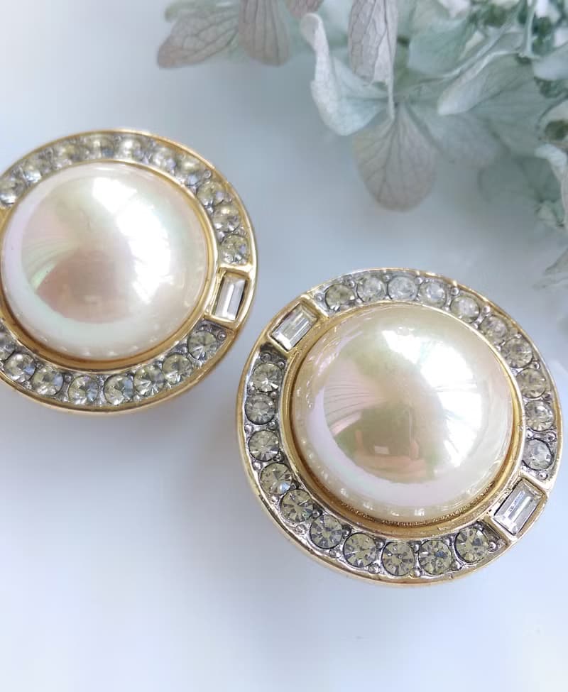 Vintage Jewelry 西洋古董飾品 優雅 都會 仿珠鑽 夾式耳環