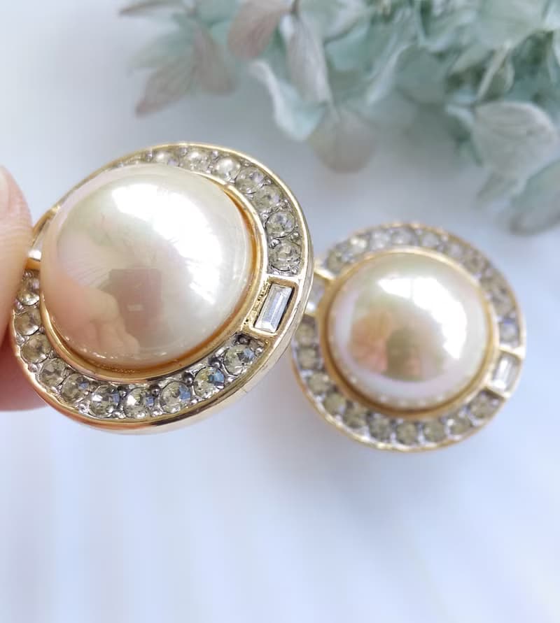 Vintage Jewelry 西洋古董飾品 優雅 都會 仿珠鑽 夾式耳環