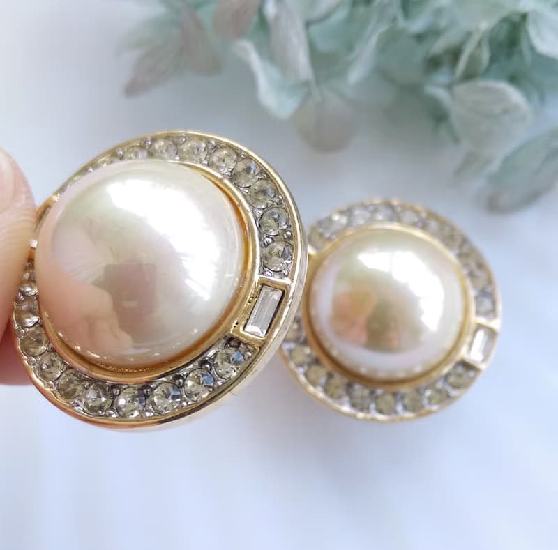 Vintage Jewelry 西洋古董飾品 優雅 都會 仿珠鑽 夾式耳環